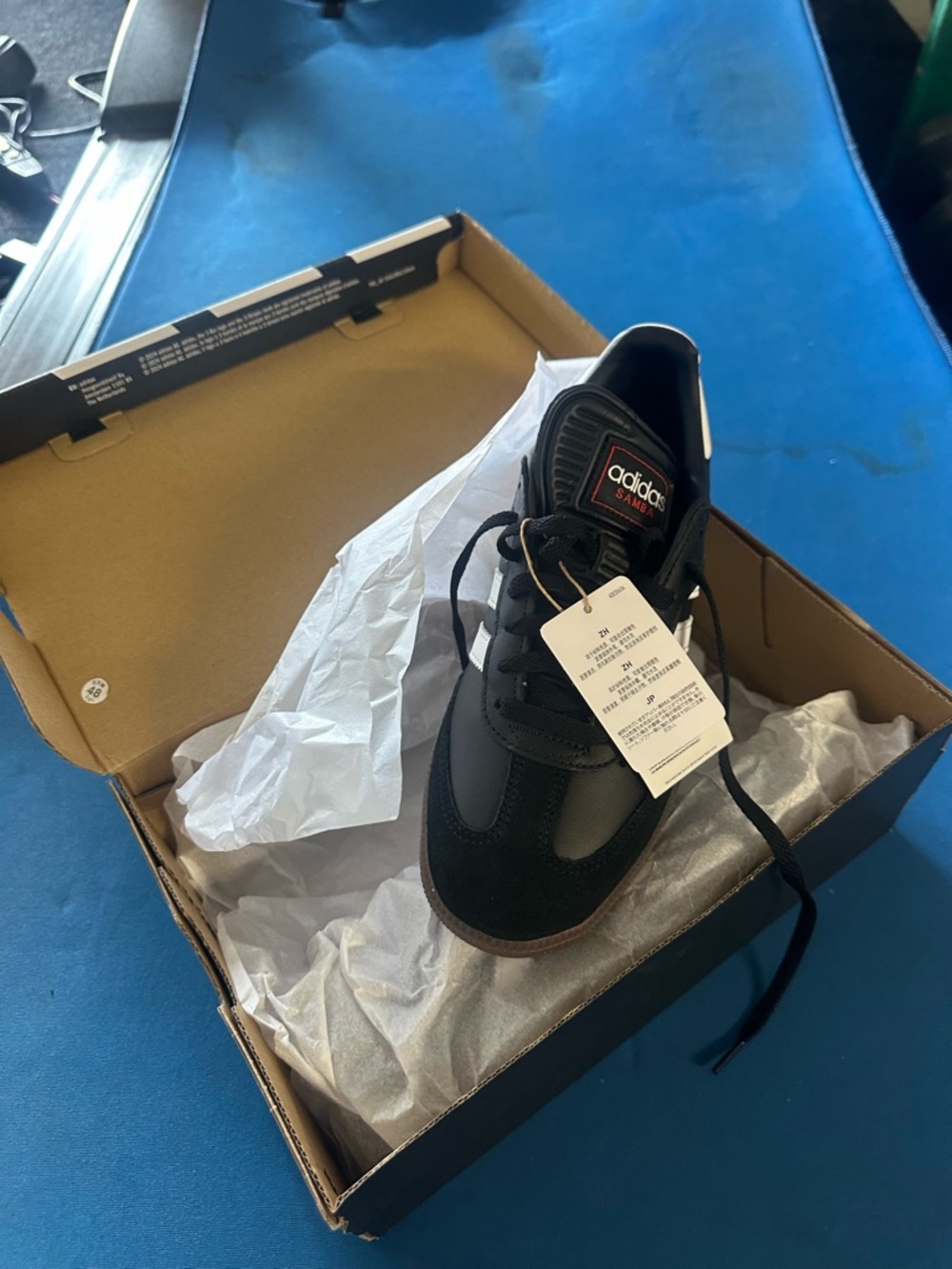 NWT Adidas Samba Classic Black with White Stripes Sneakers - Picture 2 of 6